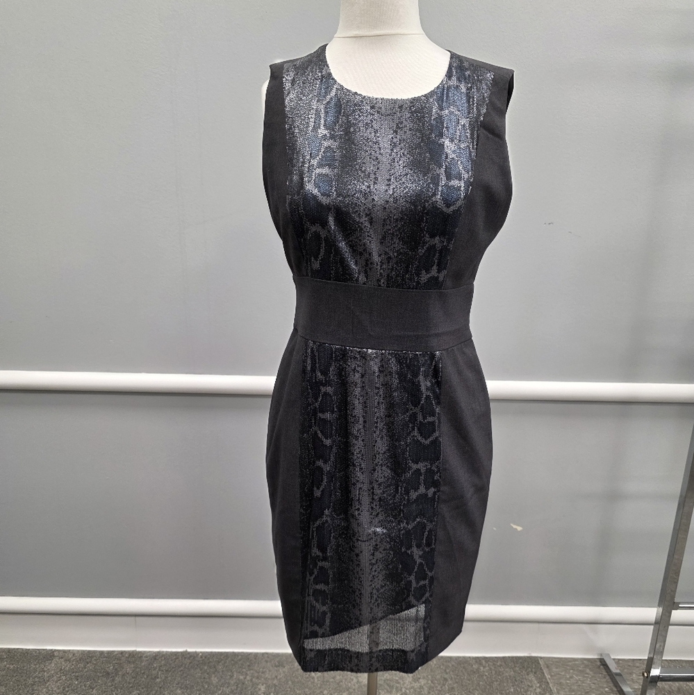 Calvin Klein Gray Snake Pattern Micro Sequin Front Dress